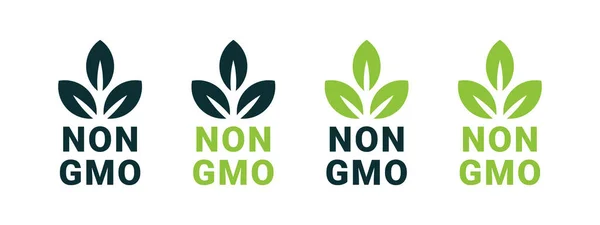 GDO logoları yok. Gmo-free ürün amblemleri. Doğal ve organik ürünler. Vektör ölçeklenebilir grafikleri