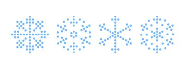 Kar taneleri. Piksel tarzı kar taneleri. Kar taneleri farklı ikonlar oluşturur. Vektör ölçeklenebilir grafikleri