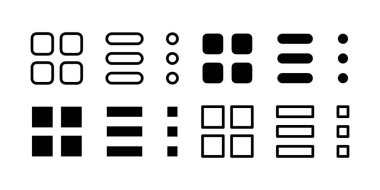 Web sitesi veya uygulama menüsü simgeleri. Vektör ölçeklenebilir grafikleri