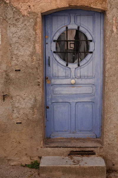 Door Wooden Ancient Home Access Rustic City House Facade — Stock Photo, Image