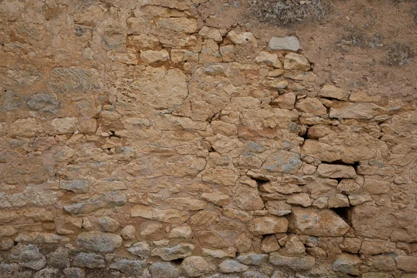 Ortaçağ Yüksek Yıpranmış Yapımı Taş Duvar Arka Planı — Stok fotoğraf