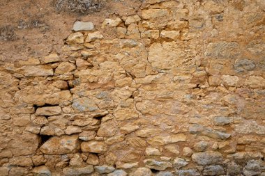 bej duvar çakıl taşları eskimiş el yapımı taş duvar arka planı