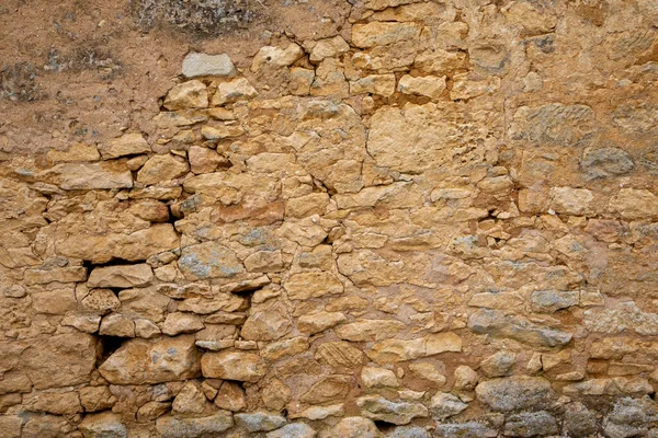 Bej Duvar Çakıl Taşları Eskimiş Yapımı Taş Duvar Arka Planı — Stok fotoğraf