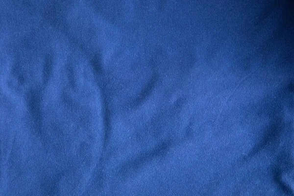 Tissu Coton Plissé Fond Bleu Avec Texture Douce Ondulation Plis — Photo