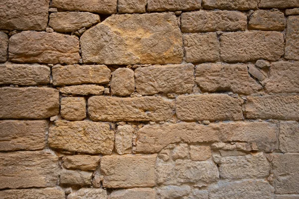 Vecchio Medievale Alto Muro Ciottoli Pietra Costruzione Marrone Sfondo — Foto Stock