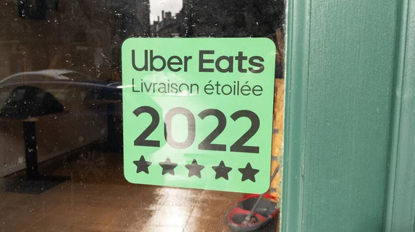 Burdeos Aquitania Francia 2022 Uber Come Livraison Etoilee Sign Logo — Foto de Stock