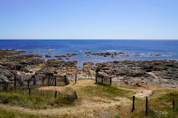 Arena Camino Costa Acceso Rocas Playa Entrada Océano Atlántico Mar — Foto de Stock