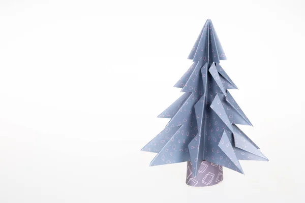 Hacer Papel Hecho Mano Árbol Navidad Azul Concepto Bricolaje Pino —  Fotos de Stock