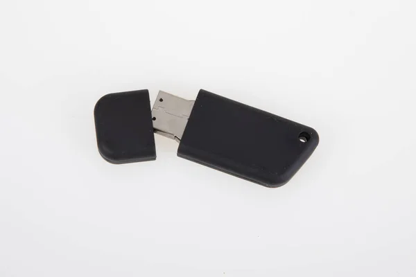 Черный Пустой Макет Ключ Дизайн Usb Flash Drive Белом Фоне — стоковое фото