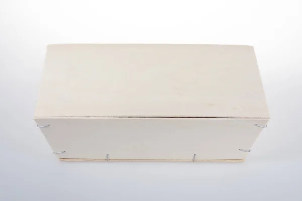 Ξύλινο Άδειο Κιβώτιο Κιβώτιο Ξύλινο Δοχείο Απομονωμένο Λευκό Φόντο — Φωτογραφία Αρχείου