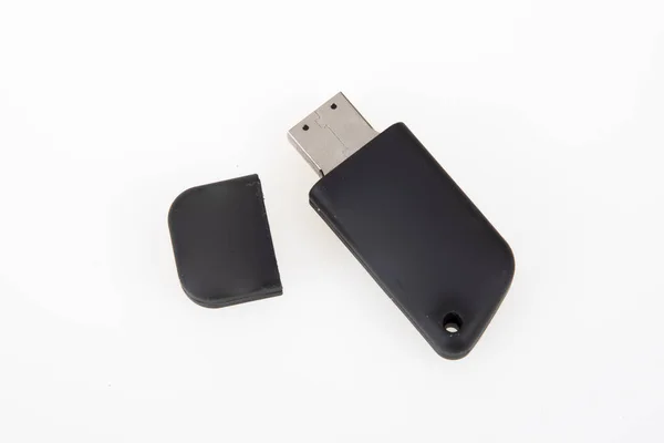 Usb Flash Drive Zwarte Sleutel Open Dop Deksel Memory Stick — Stockfoto