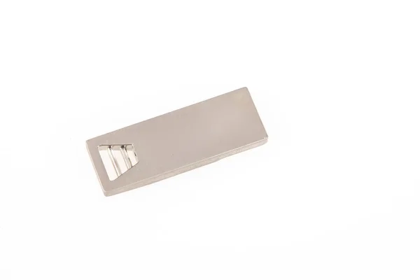 Usb Key Flash Drive Ezüst Stick Memory Elszigetelt Fehér Háttér — Stock Fotó