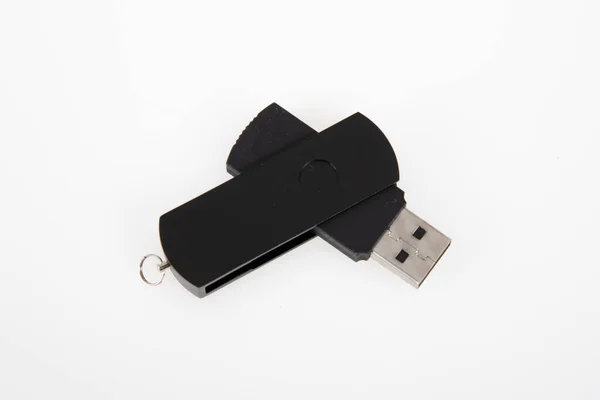 Μαύρο Άνοιξε Έτοιμο Χρησιμοποιήσει Usb Flash Stick Λευκό Φόντο — Φωτογραφία Αρχείου