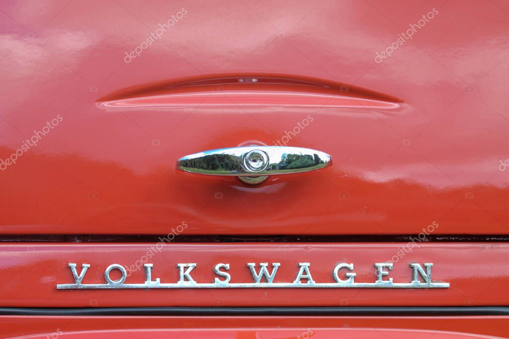 Bordeaux , Aquitaine France - 12 12 2022 : vw transporter logo brand and text letter sign back rear combi Volkswagen bus split vintage car vehicle