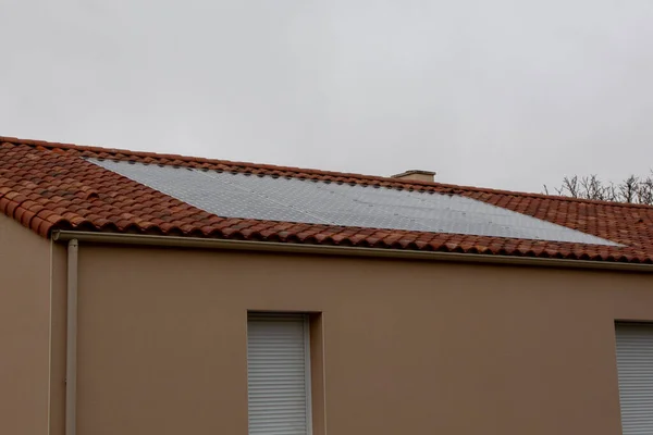 solar panel photovoltaic plant on top roof of private house