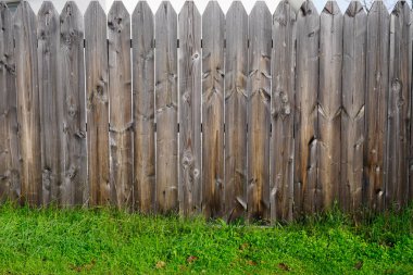 Property wooden fence with ground lawn floor grass background empty