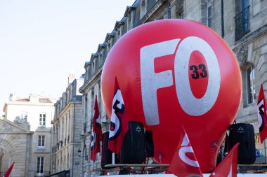 Bordeaux , Aquitaine  France - 12 02 2023 : fo force ouvriere text sign and brand logo of labor force the social union of workers union