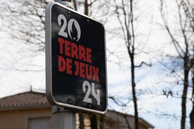 Bordeaux , Aquitaine  France - 02 22 2023 : Terre de Jeux 2024 label sign text and brand logo french system intended for local authorities and players in the sports movement