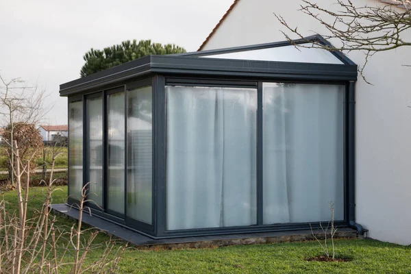 Modern Window Veranda Grey Home Garden — Stock Photo, Image