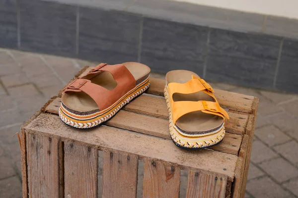 Casual Sandals Barefoot Shoes Street Shop — Stock Photo, Image
