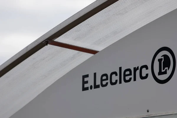 stock image Bordeaux , Aquitaine  France - 02 27 2023 : E.leclerc round sign text and logo brand front of hypermarket store french