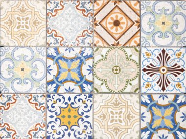 Geleneksel süs Portekiz dekoratif fayanslar azulejos kare çiçek tasarımı zemin duvarı