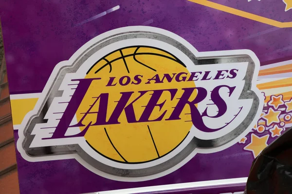 Бордо Aquitaine France 2023 Los Angeles Lakers Sign Brand Text — стоковое фото