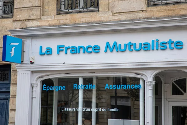 Burdeos Aquitania Francia 2023 France Mutualiste Logo Brand Sign Text — Foto de Stock