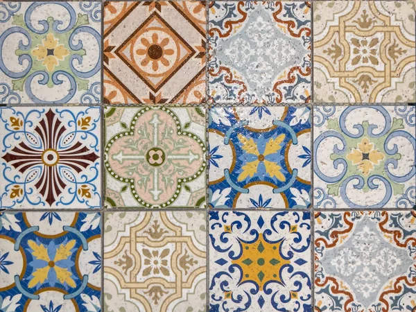 Portuguese tiles pattern square seamless floral colorful tile design in Azulejos vintage geometric ceramics