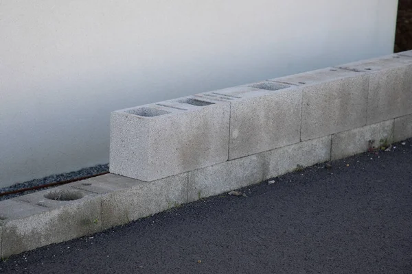 Sintelblok Grijze Muur Onder Cement Constructie Beschermen Huis — Stockfoto
