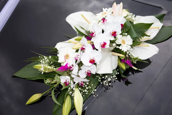 Flores Decoración Del Matrimonio Coche Para Boda —  Fotos de Stock