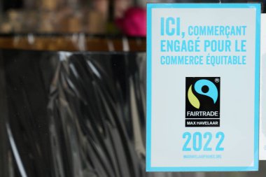Bordeaux, Aquitaine France - 12 02 2023: Max Have elaar fair trade logo tabelası ve metin markası FLO International France üyesi
