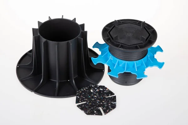 Floor Tile Pedestal Support Integrated Slope Plot Corrector Plastic Adjustable — Stock Photo, Image