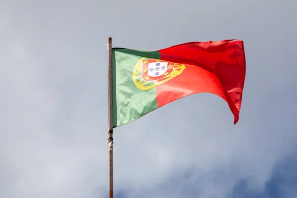 Bandeira Portugal Acenando Sobre Nuvem Azul Céu Português — Fotografia de Stock