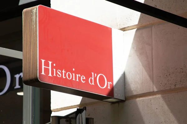 ボルドー アキテーヌフランス 2023年 Histire Orロゴブランドとテキストブティックショップの商業看板のファサード通り店の宝石店の入り口 — ストック写真