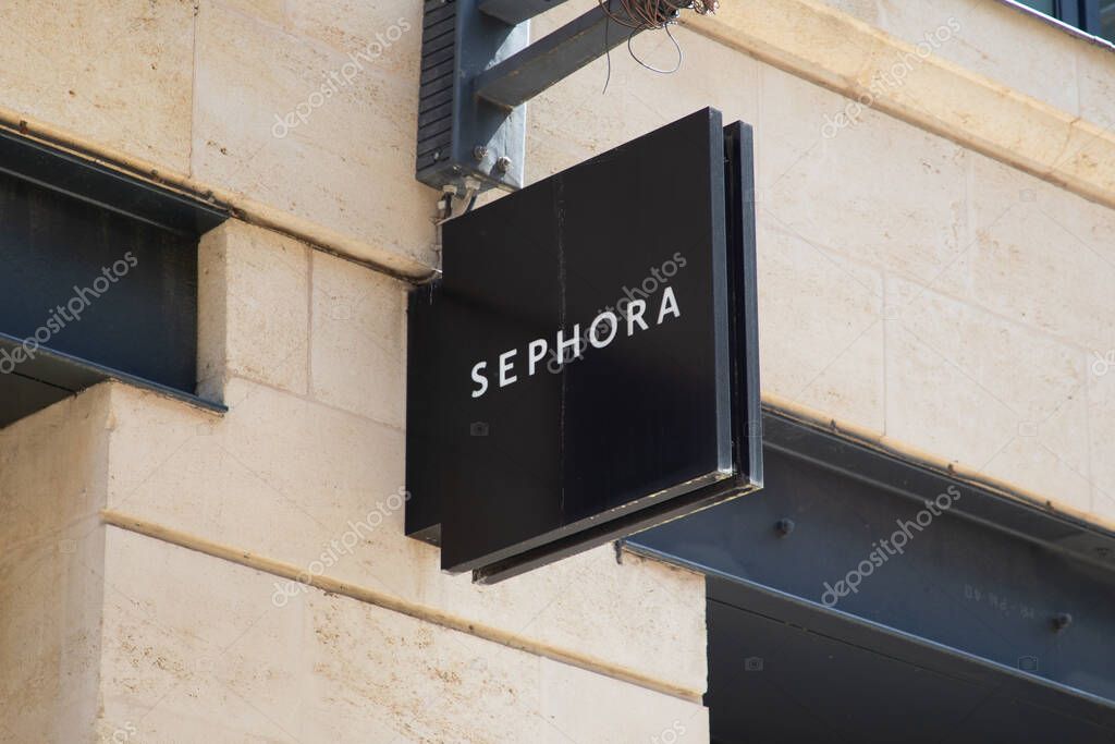 Bordeaux ,  Aquitaine France - 04 17 2023 : Sephora logo brand and text sign on wall facade storefront fashion business