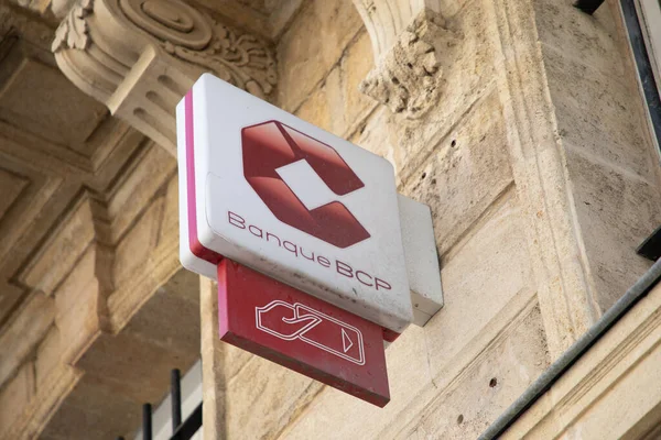 stock image Bordeaux ,  Aquitaine France - 04 17 2023 : Bcp Banque de Commerce et de Placements text sign and logo brand french and portuguese bank atm facade office