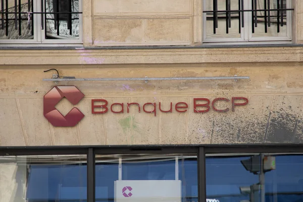 Burdeos Aquitania Francia 2023 Bcp Banque Bcp Sign Text Brand — Foto de Stock