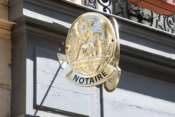 Bordeaux Aquitaine France 2023 Notaire France Texte Plaque Cuivre Doré — Photo