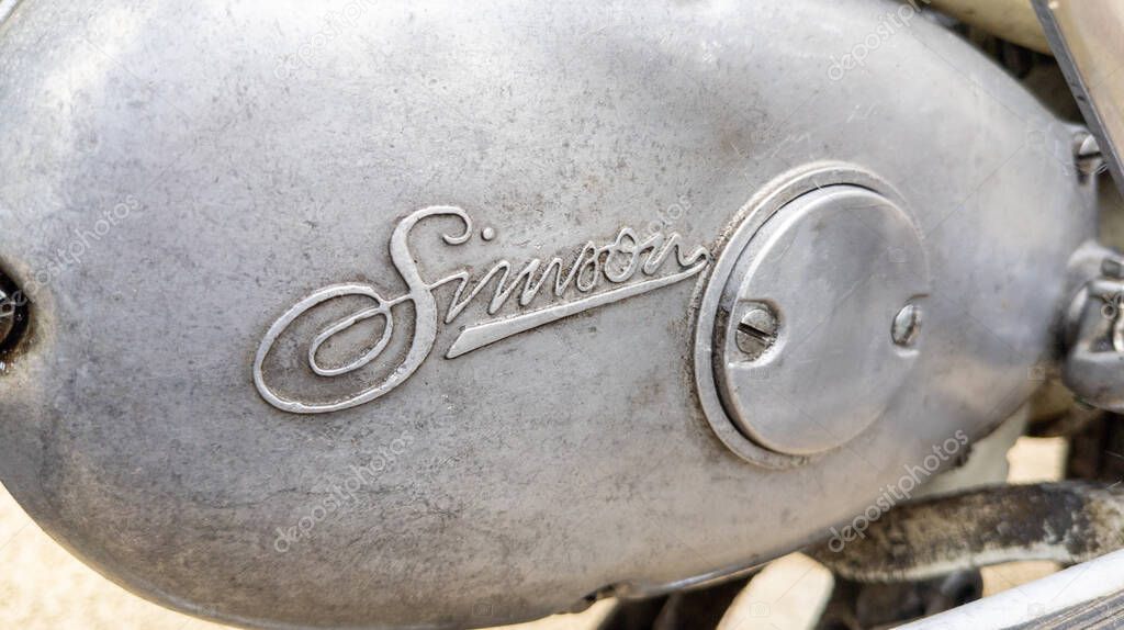 Bordeaux , Aquitaine  France - 05 09 2023 : Simson Schwalbe logo brand and text sign engine GDR moped manufactured by Simson in Suhl ddr