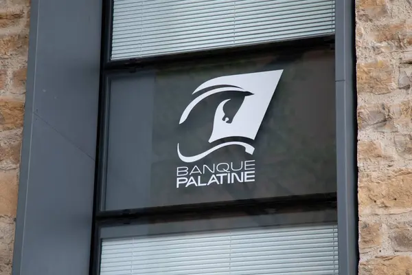 Burdeos Aquitania Francia 2023 Banque Palatine Logo Brand Sign Text — Foto de Stock