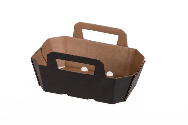 Embalagem Papelão Preto Para Colocar Alimentos Para Levar Para Venda — Fotografia de Stock