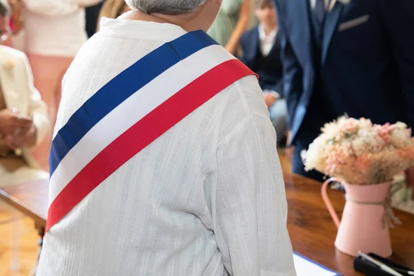 Cidade Francesa Prefeito Mulher Durante Celebração Oficial Prefeitura — Fotografia de Stock