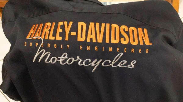 stock image Bordeaux , Aquitaine  France - 05 29 2023 : Harley Davidson superbly engineered motorcycles logo sign and brand text motorcycle shirt dealership motorbike shop