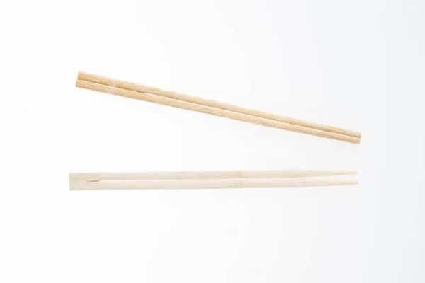 Ξύλινα Κινέζικα Chopsticks Απομονωμένα Λευκό Φόντο — Φωτογραφία Αρχείου
