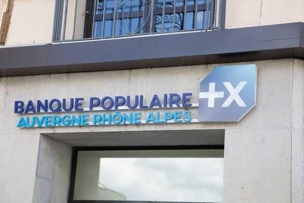 Lyon Francia 2023 Banque Populaire Auvergne Rhone Alpes Sign Text — Foto de Stock