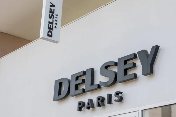 Лион Франция 2023 Текст Логотипа Delsey Paris Сеть Брендов Французских — стоковое фото