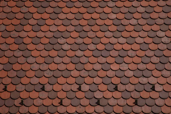 Brown Terra Cotta Telhas Textura Vermelho Proteção Fundo Sem Costura — Fotografia de Stock