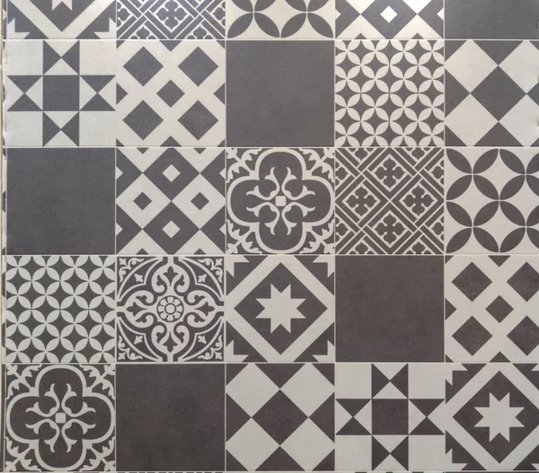 arka plan geometrik Azulejo beyaz siyah mozaiği duvar dekoruna antika tarzı getiriyor