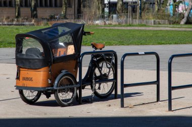 Bordeaux , France -  03 12 2024 : Babboe city logo sign and text brand on Curve Cargobike Several Dog cargo bikes in front of a bike shop clipart